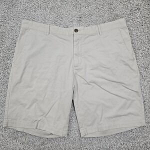 Faherty Brand Chino Shorts Mens 38 Beige Khaki Stretch Cotton Flat Front Classic